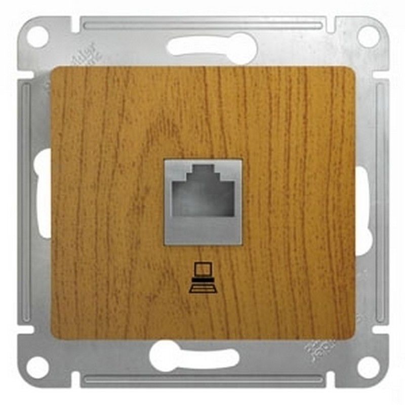 Glossa Дуб Розетка компьютерная Systeme Electric Glossa Дерево Дуб RJ45 кат.5E GSL000581K