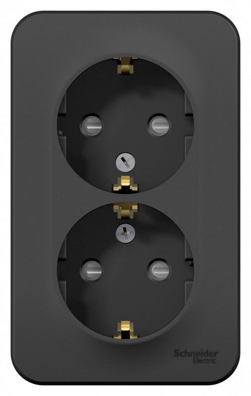 Blanca антрацит розетки и выключатели Розетка SE Blanca 2-ая Антрацит наружный с/з со шторками. BLNRA011206