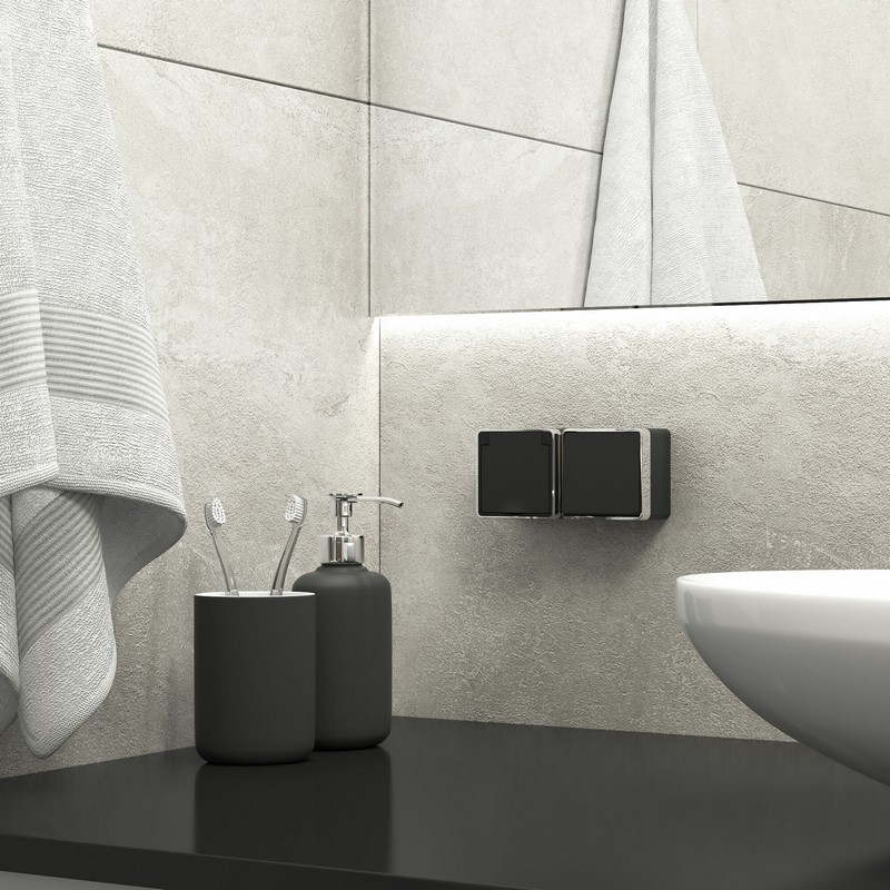 Werkel Gallant черный хром Розетка Werkel  влагозащ. с зазем. с защит. крышкой и шторками Gallant (черный/хром) W5071235