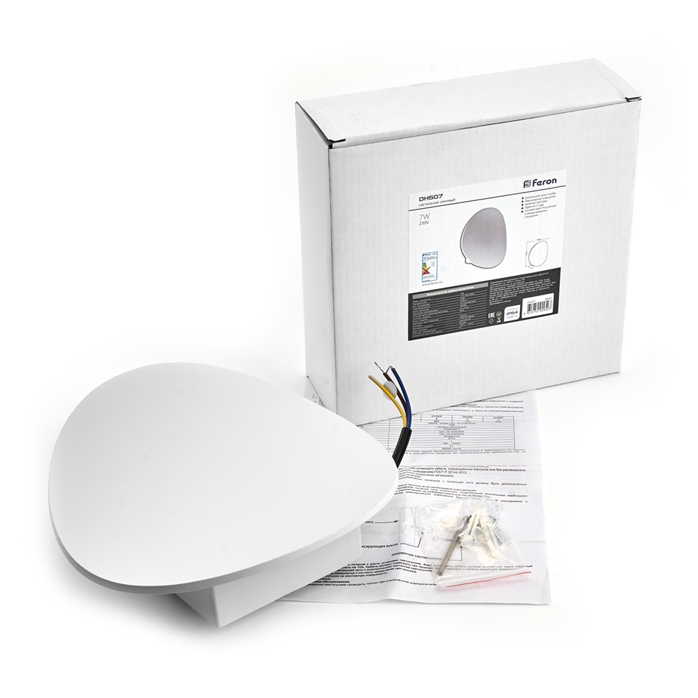 Уличные настенные светильники Светильник уличный светодиодный Feron DH507 7W 520Lm 3000K белый 48367 