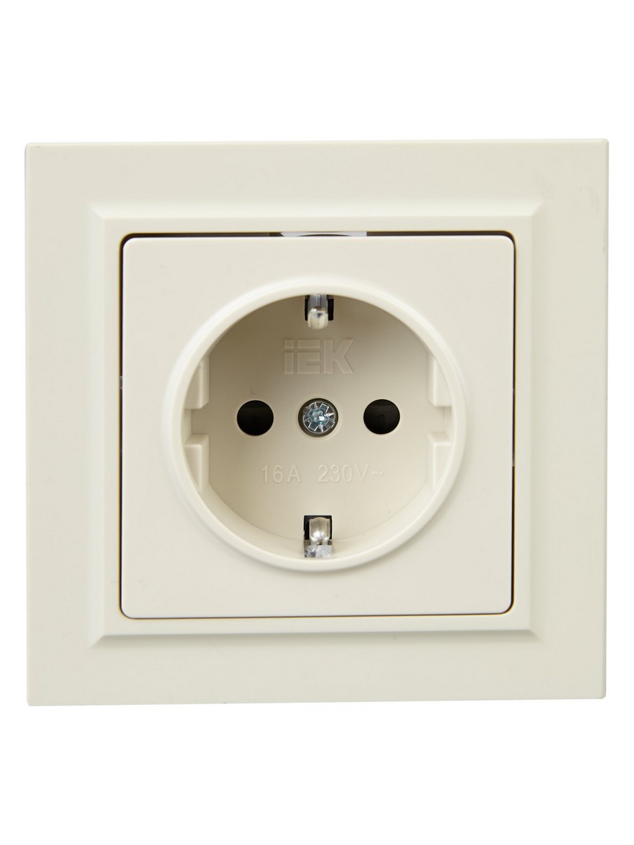 IEK Brite Бежевый Розетка IEK BRITE Бежевый с з/к/ш 16А в сборе РСР14-1-0-БрКр BR-R14-16-K10-F