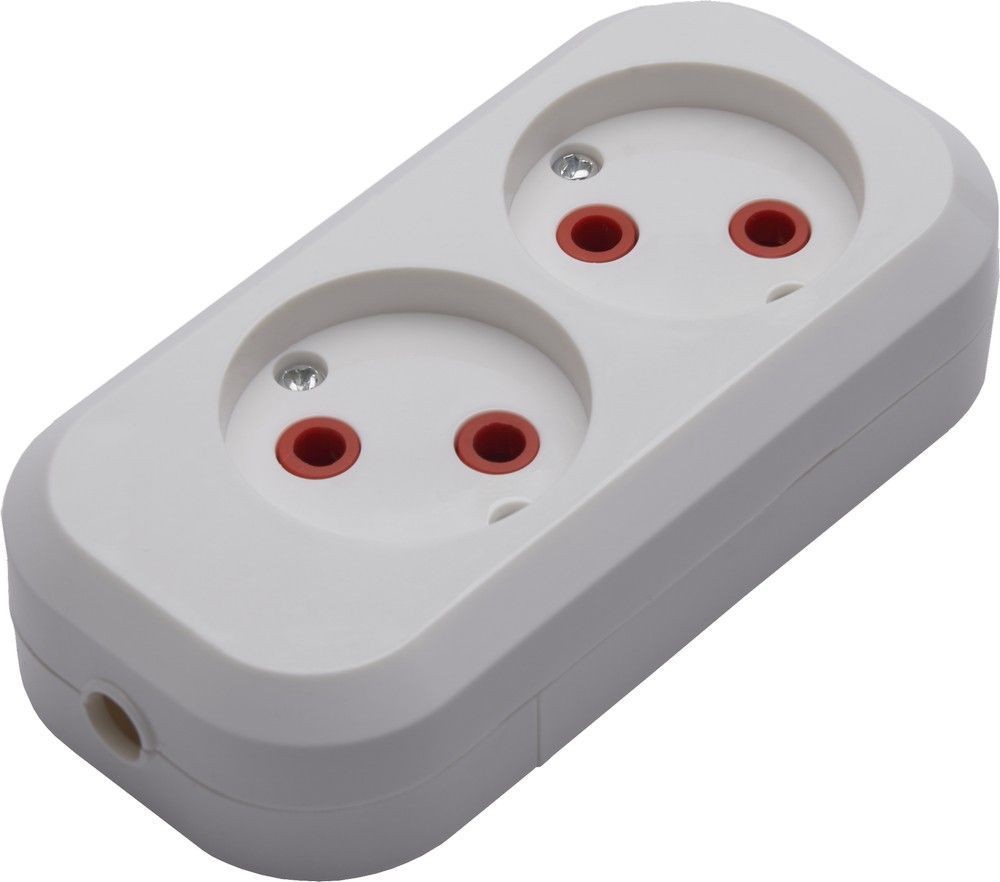 Колодки и удлинители, тройники Розетка переносная разборная 2-местная б/з STEKKER, PST10-200-20, 250В, 10A, IP20，белый 39007