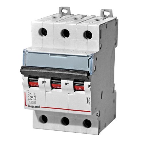 3 полюсные (трехполюсные) Автоматический выключатель Legrand DX3-E 3P 50А (С) 6000/6kA 407296 