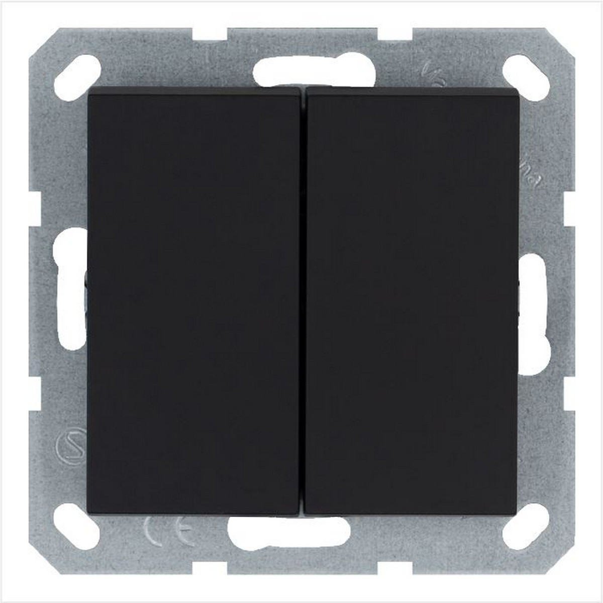 JASMART G - розетки и выключатели Выключатель JASMART двухклавишный Черный матовый (soft touch) G3023PB