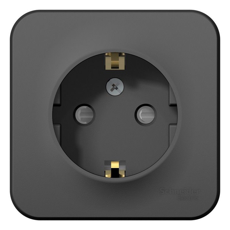 Blanca антрацит розетки и выключатели Розетка SE Blanca с/з Антрацит наружный со шторками BLNRA011106