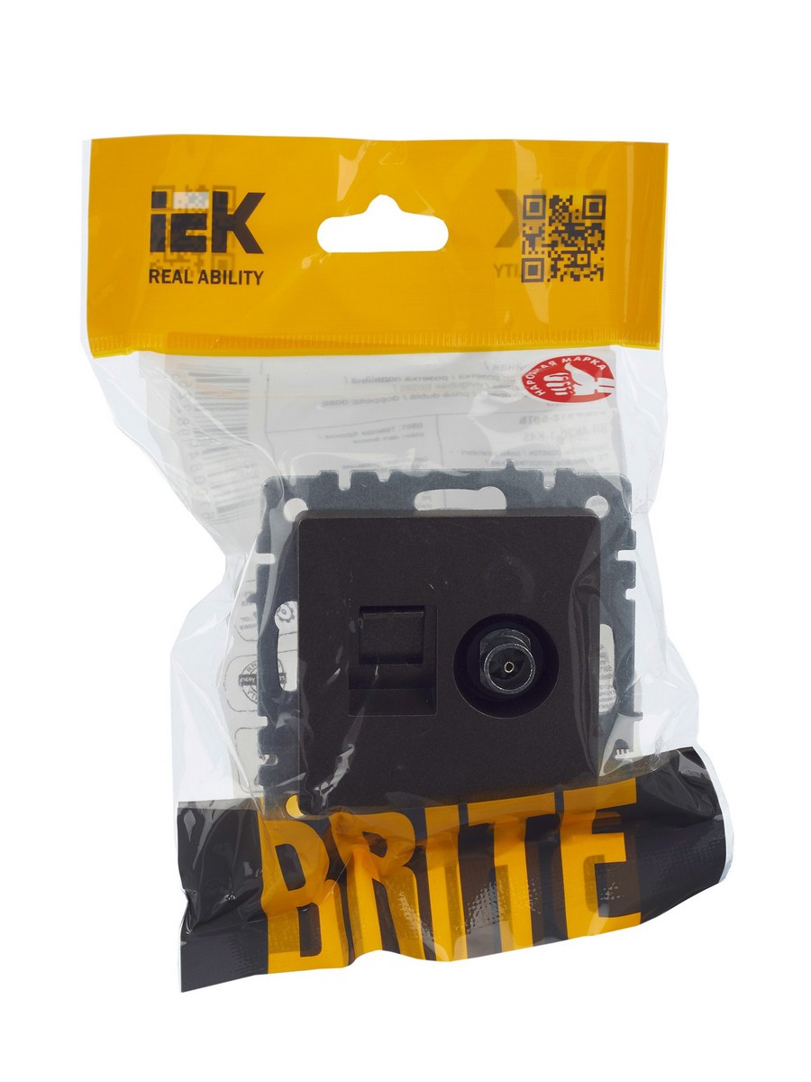 IEK Brite Бронза Розетка IEK BRITE двойная TV+RJ45 кат.5E РТВ/РК12-БрТБ темная бронза BR-AK20-1-K45