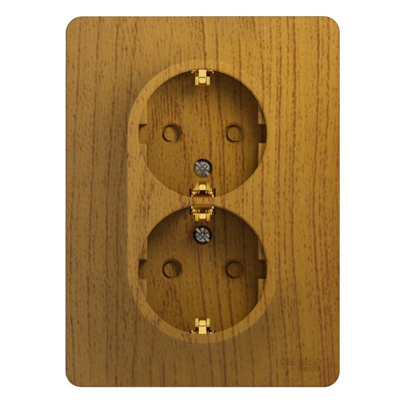 Glossa Дуб Розетка Systeme Electric Glossa Дерево Дуб 2-я с заземлением со шторками GSL000526