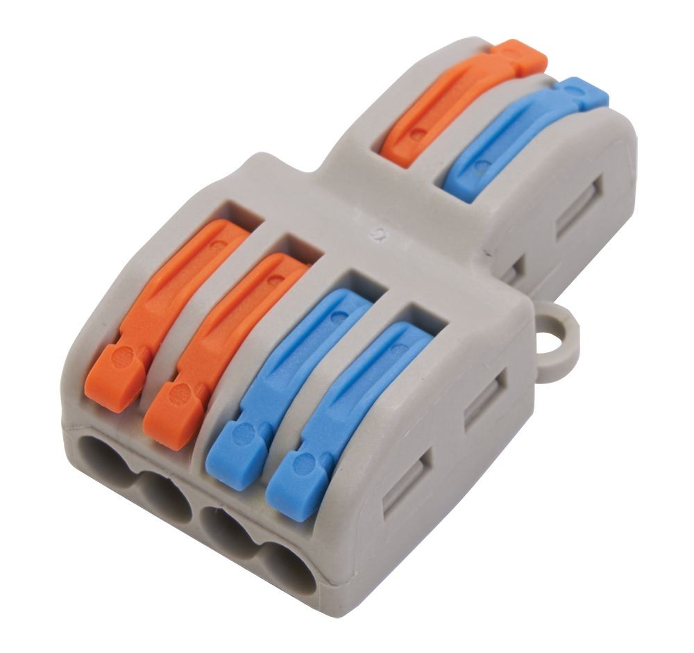 Клемма строительно-монтажная STEKKER для подключения фазных проводников 2 контактные группы (1 ввод 2 вывода на полюс) LD222-424 39249