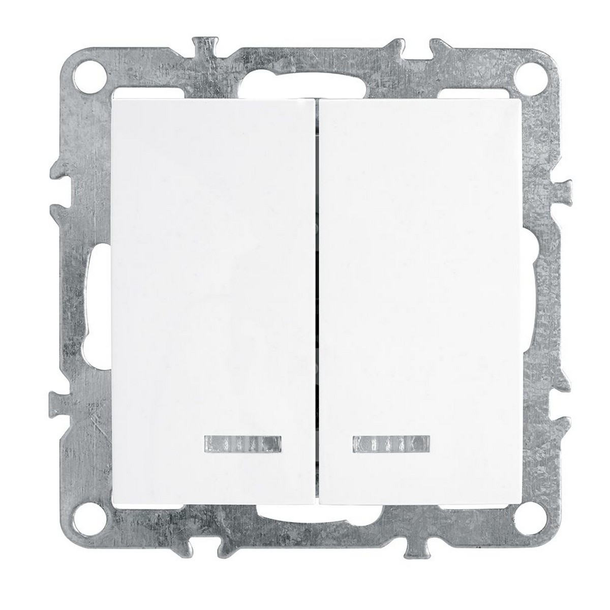 Эрна - Розетки и выключатели Stekker Выключатель 2-клавишный с индикатором STEKKER PSW10-9102-01 10А Эрна белый 39310