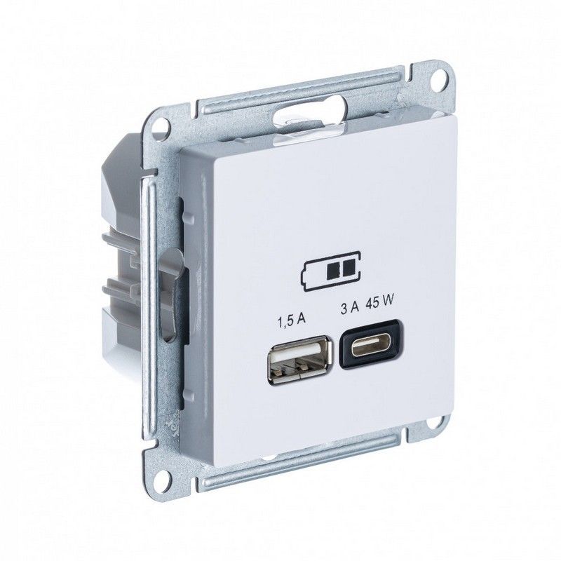 AtlasDesign Белый Розетка USB Systeme Electric AtlasDesign Белый A + тип-C 45W высокоскор.заряд. QC PD мех. ATN000129