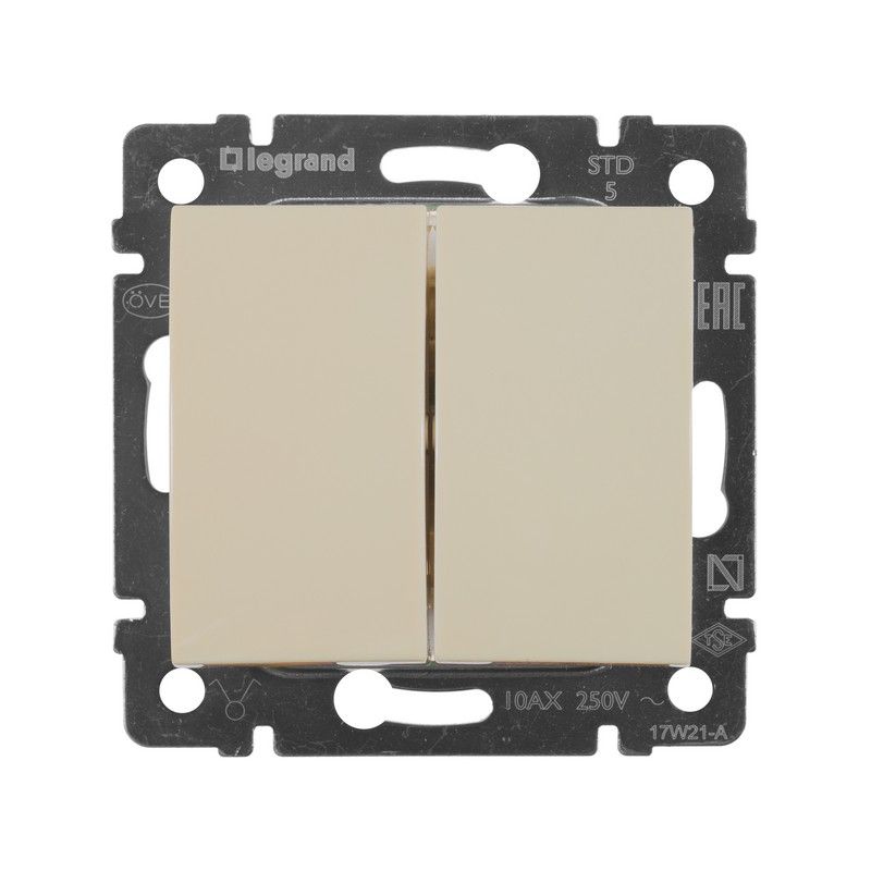 Legrand Valena Classic Кремовый Выключатель Legrand Valena Крем 2-клавишный 774305