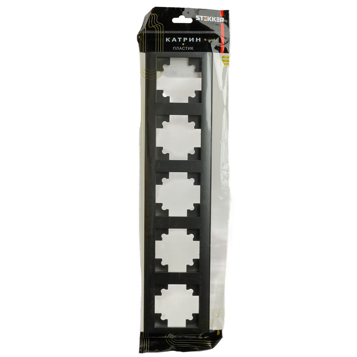 Катрин - Розетки и выключатели Stekker Рамка STEKKER 5-местная Катрин стекло графит PFR00-7005-06 39811