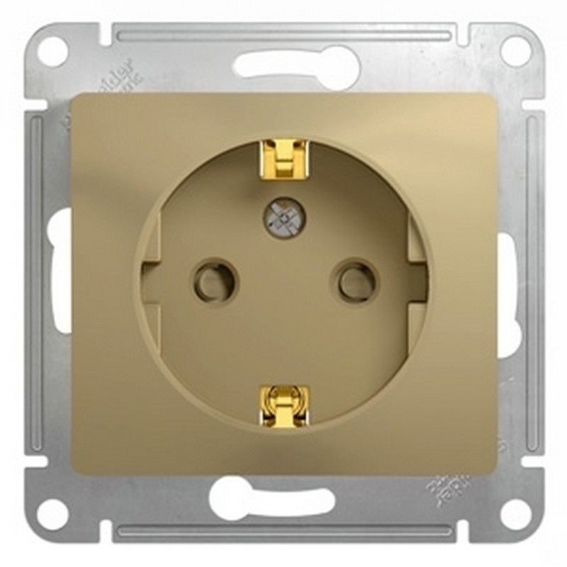 Glossa Титан Розетка Systeme Electric Glossa Титан с заземлением со шторками GSL000445