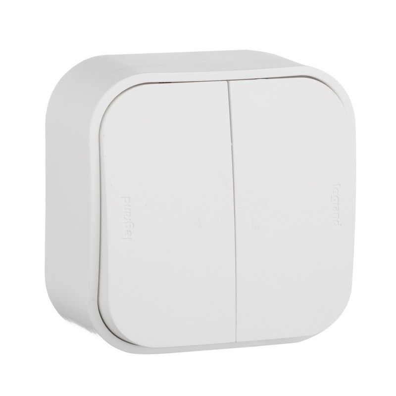 Накладные Розетки и выключатели Legrand Quteo Белый Выключатель Legrand Quteo 10A 2-клавишный белый  782202