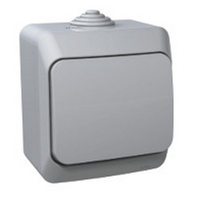 Этюд Серый Выключатель 1-клавишный Systeme Electric Этюд наружный Серый IP44 BA10-041C