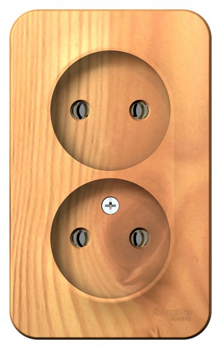 Blanca ясень розетки и выключатели Розетка SE Blanca 2-ая Ясень наружный б/з без шторок изолир. пластина BLNRA000215