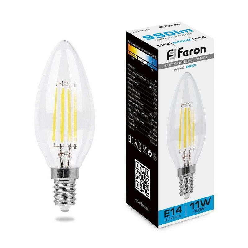 E14 Лампа светодиодная Feron LB-713 Свеча E14 11W 6400K 38231 