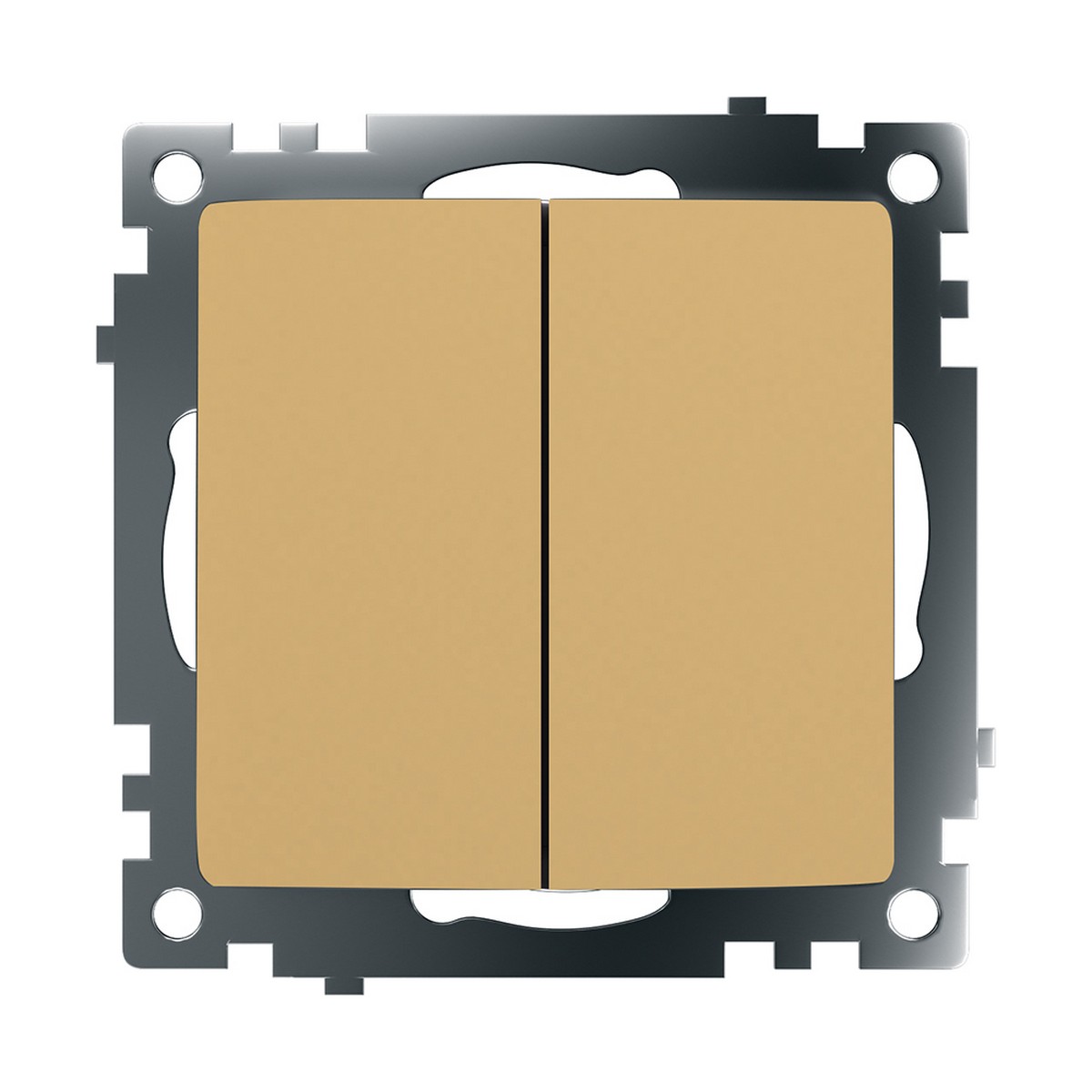Катрин - Розетки и выключатели Stekker Выключатель 2-клавишный STEKKER GLS10-7104-08 250V 10А Катрин золото 49216