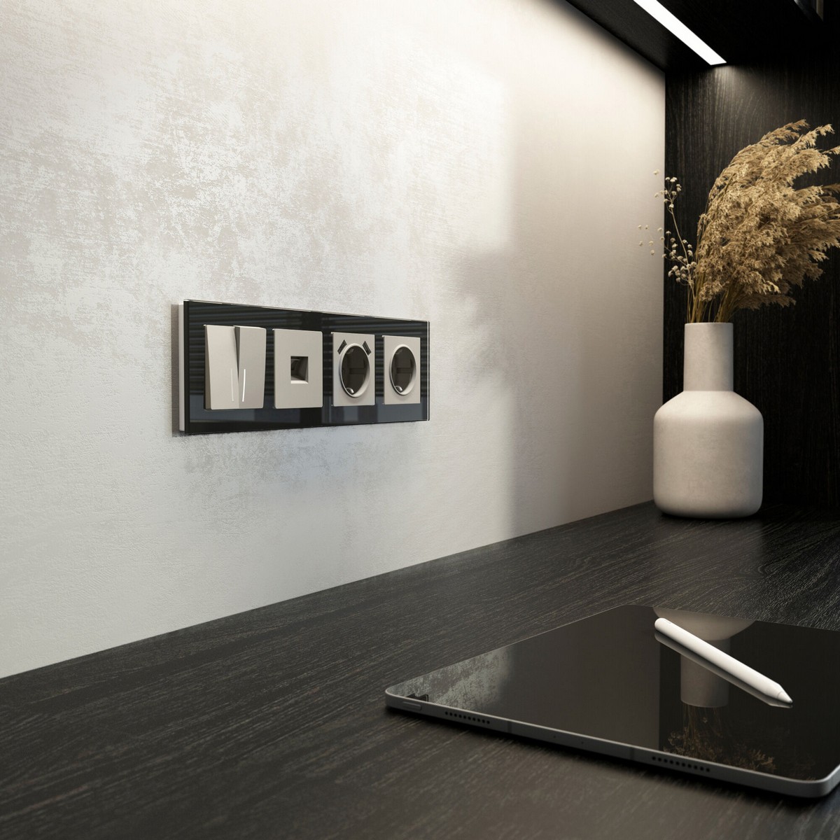 Werkel дымчатый Выключатель Werkel двухклавишный проходной с подсветкой (дымчатый) W1222104