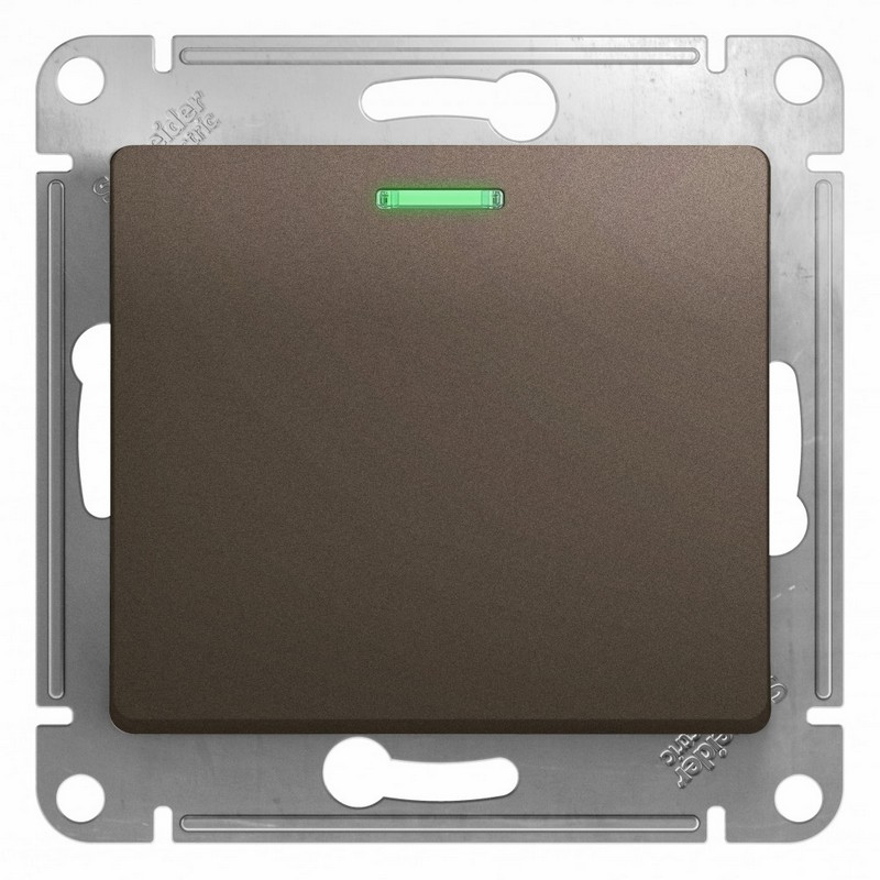 Выключатель Systeme Electric Glossa Шоколад 1-клавишный с подсветкой GSL000813