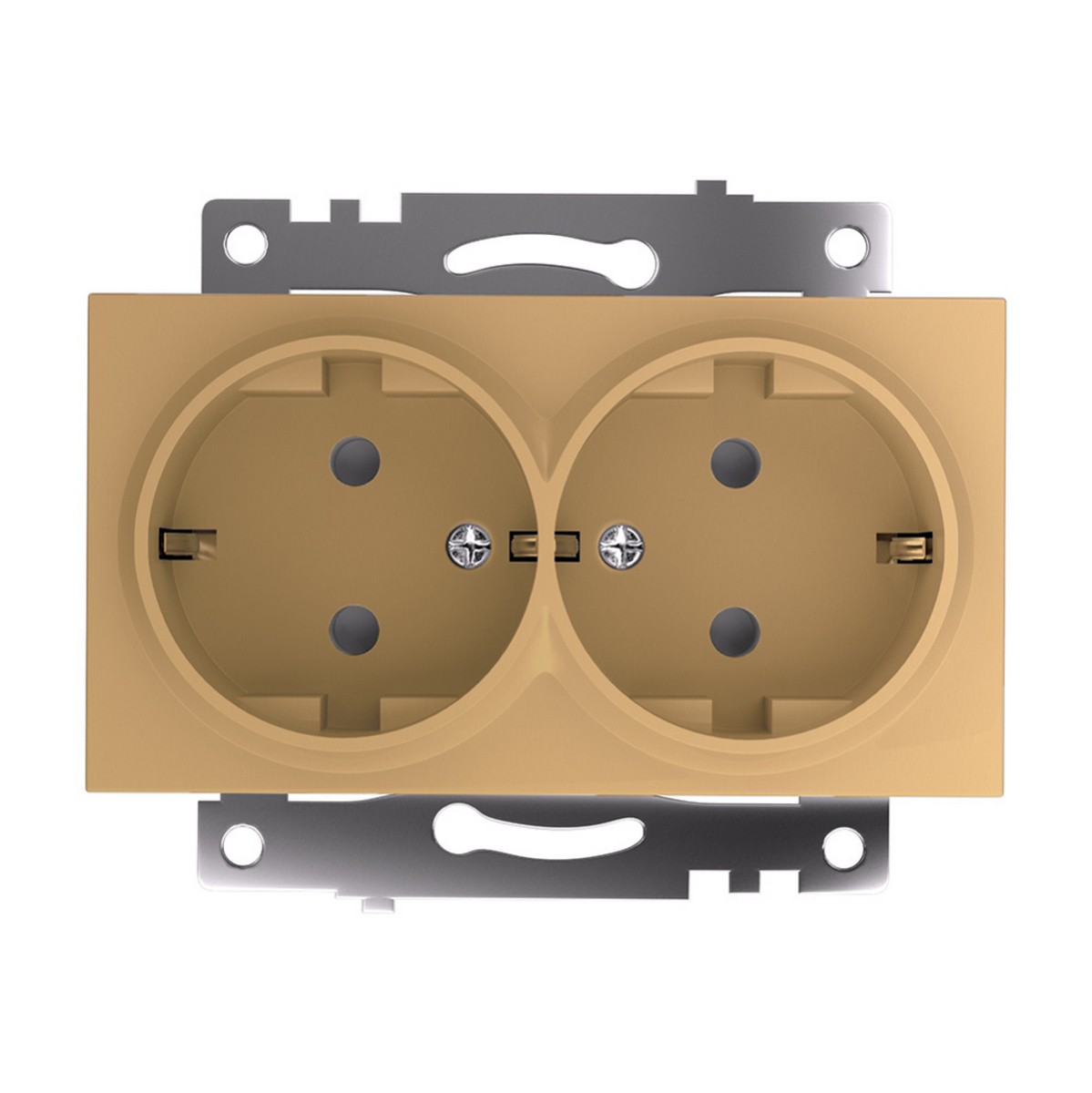 Катрин - Розетки и выключатели Stekker Розетка 2-местная с/з STEKKER GLS16-7114-08 250V 16A с защ. шторкой Катрин золото 49226