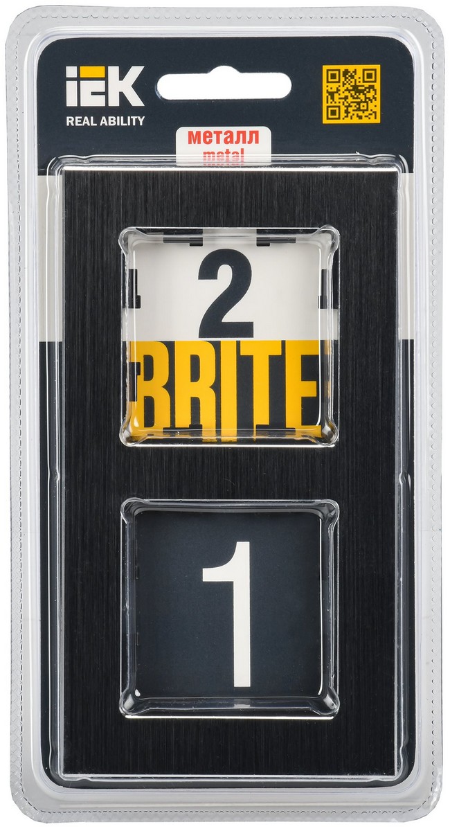 IEK Brite Рамки Рамка IEK BRITE 2-местная РУ-2-1-БрЧ металл черный BR-M22-M-K02