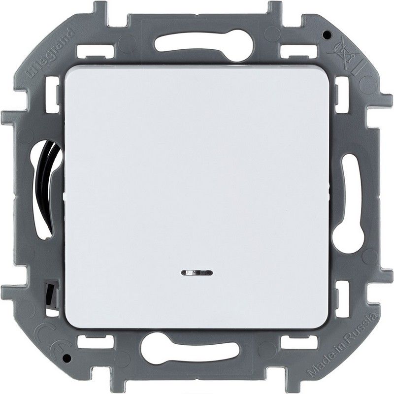 Legrand Inspiria Белый Выключатель Legrand INSPIRIA Белый одноклавишный с подсветкой/индикацией 10 AX 250 В 673610