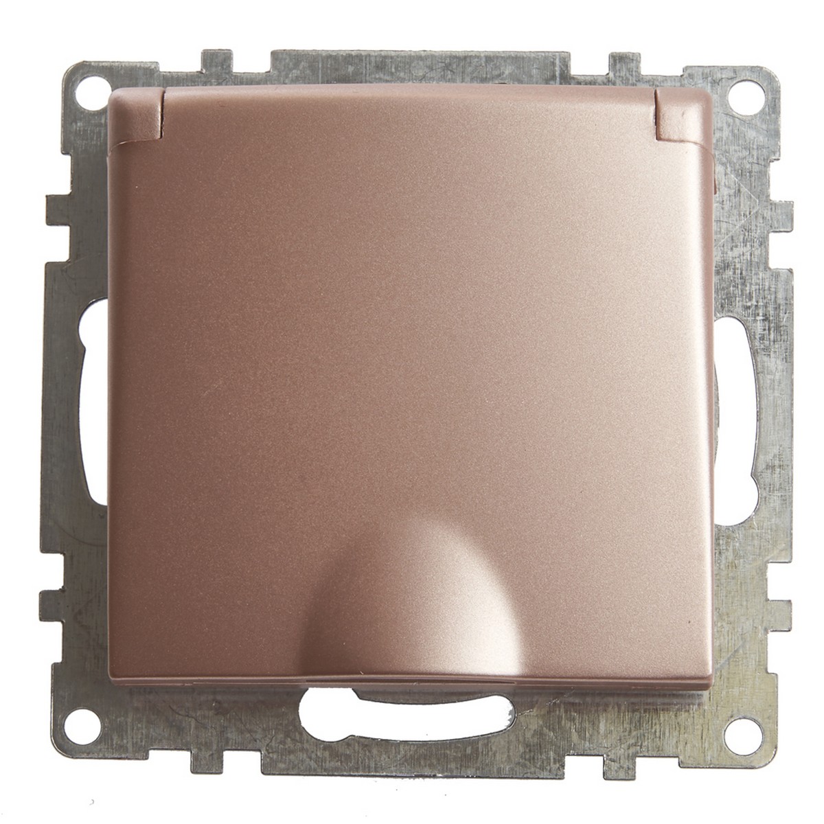 Катрин - Розетки и выключатели Stekker Розетка 1-местная с/з с крышкой STEKKER GLS16-7112-02 16А с защ. шторкой Катрин шампань 39594