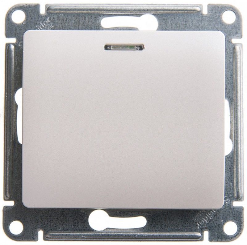 Glossa Перламутр Переключатель Systeme Electric Glossa Перламутр 1-клавишный с подсветкой механизм GSL000663