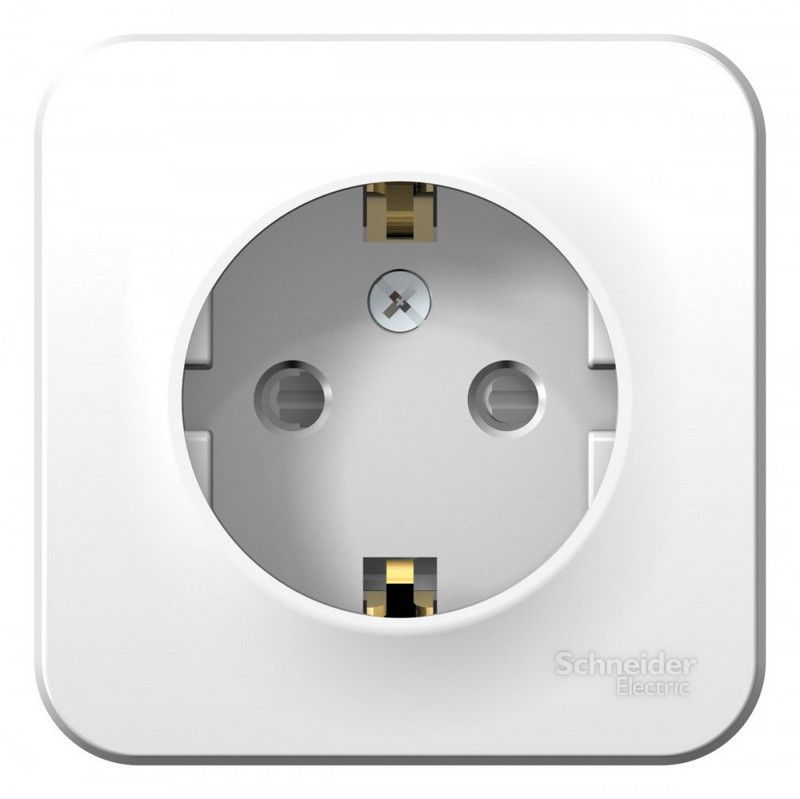 Blanca белые розетки и выключатели Розетка SE Blanca с/з Белый наружный со шторками изолир. пластина BLNRA011111