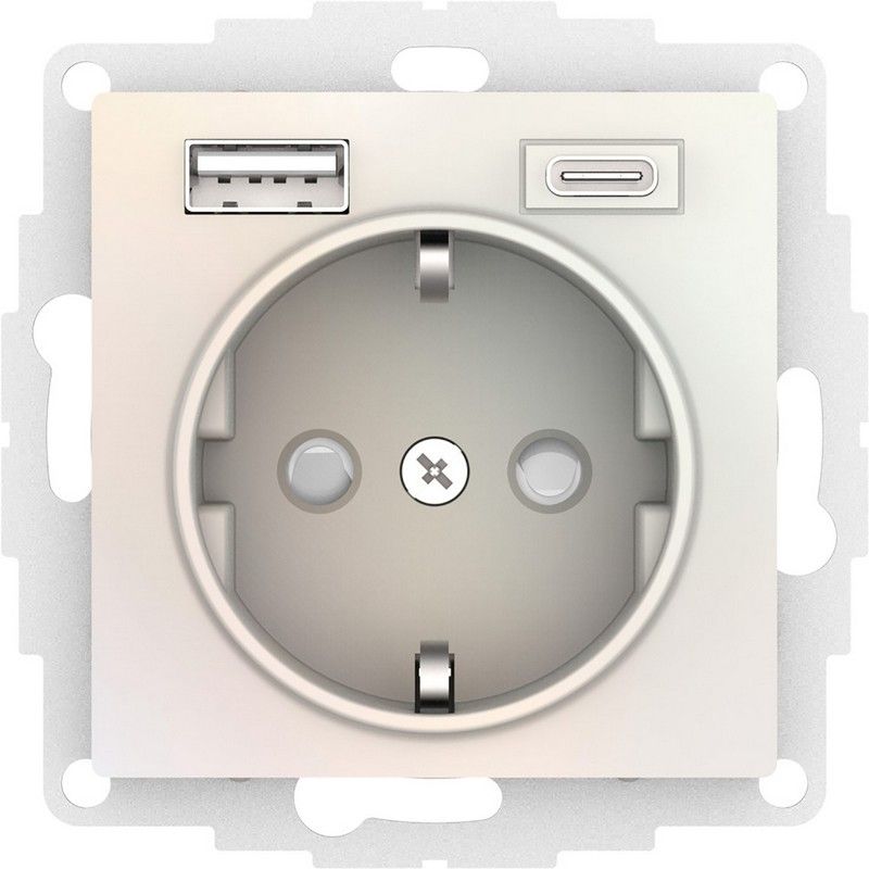AtlasDesign Жемчуг Розетка USB Systeme Electric AtlasDesign Жемчуг 16А с A+C (5В/24А/3 А 2х5В/15А) мех ATN000432
