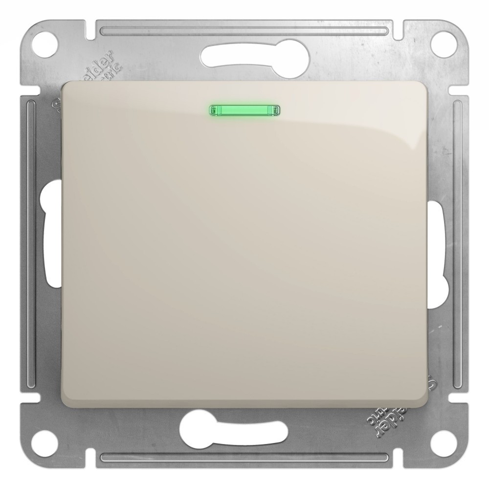 Glossa Молочный Выключатель 1-клавишный Systeme Electric Glossa Молочный с подсветкой GSL000913