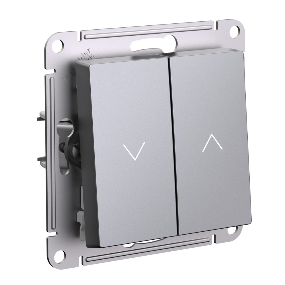 AtlasDesign Сталь Выключатель Systeme Electric AtlasDesign Сталь 2-клавишный жалюзи, 10А, механизм ATN000919