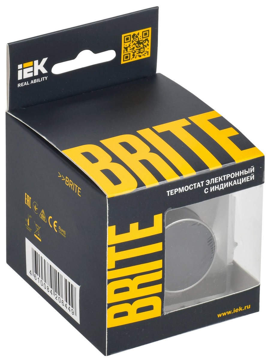 IEK Brite Сталь Термостат электронный IEK BRITE  с инд. ТС10-1-БрС сталь BR-RT11-K46