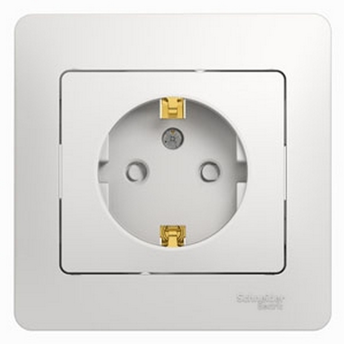 Glossa Белый Розетка Systeme Electric Glossa Белый с/з со шторками (в сборе с рамкой) GSL000144