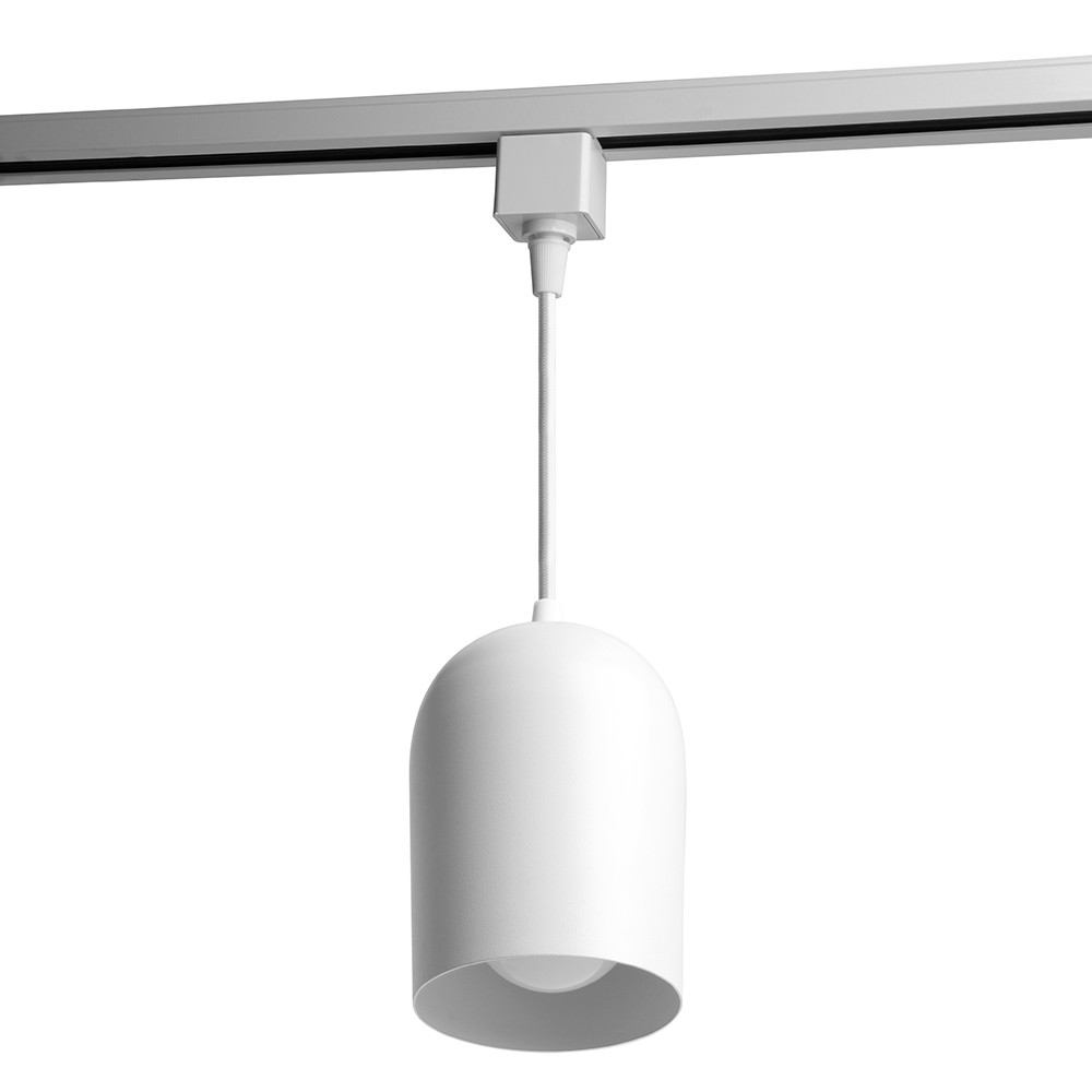 Трековые светодиодные светильники Светильник Feron AL197 трековый однофазный на шинопровод под лампу на подвесе E27 белый 48554 