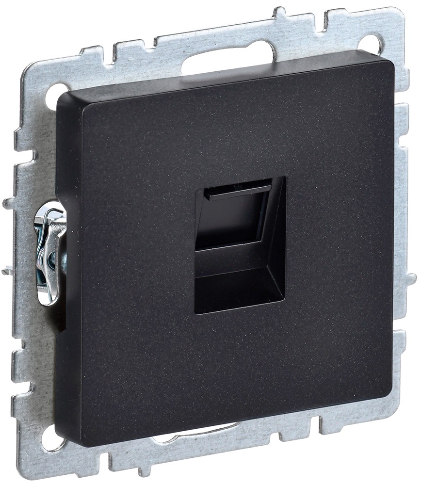 IEK Brite Черный Розетка компьютерная IEK BRITE BASE Черный RJ45 кат.6 РК11-БрЧ BR-K10-2-K02