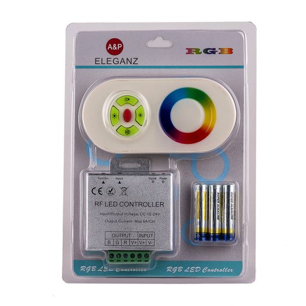 Контроллеры и сетевые шнуры для светодиодной ленты Контроллер Eleganz полусенсорный с пультом 12/24V 18A для светодиодной ленты RGB 1000