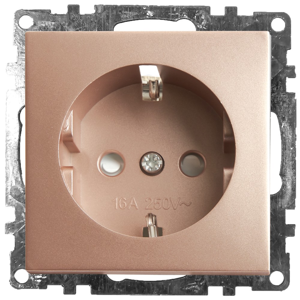 Катрин - Розетки и выключатели Stekker Розетка 1-местная с/з STEKKER GLS16-7110-02 250V 16А с защ. шторкой Катрин шампань 39596