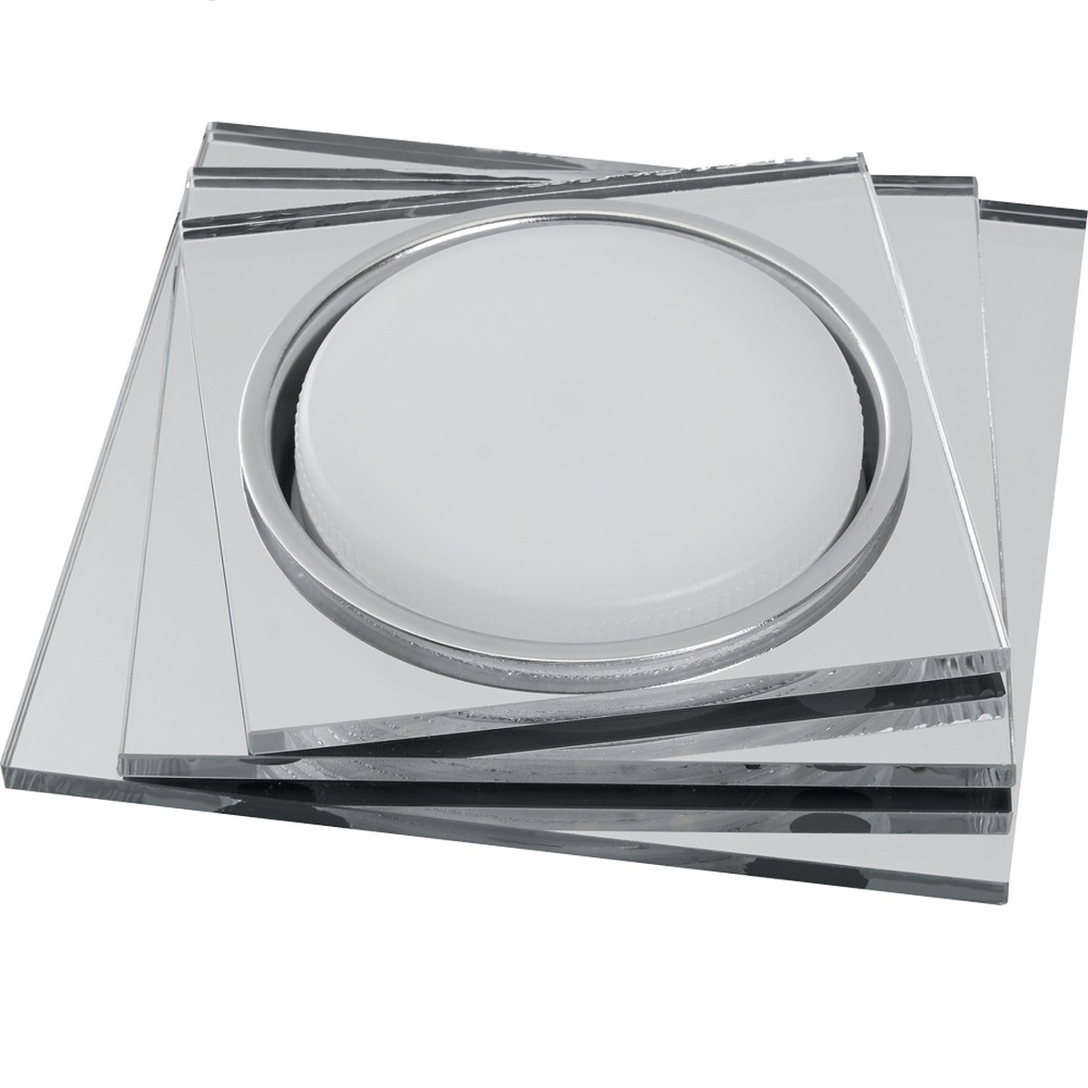 Встраиваемые светодиодные светильники Светильник встраиваемый с белой LED подсветкой Feron CD5024 потолочный GX53 прозрачный квадрат 40523 