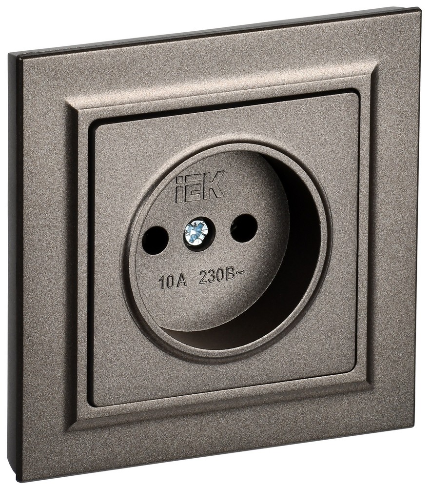IEK Brite Бронза Розетка IEK BRITE Темн.бронза без з/к/ш 10А в сборе РСР10-1-0-БрТБ BR-R10-10-K45-F