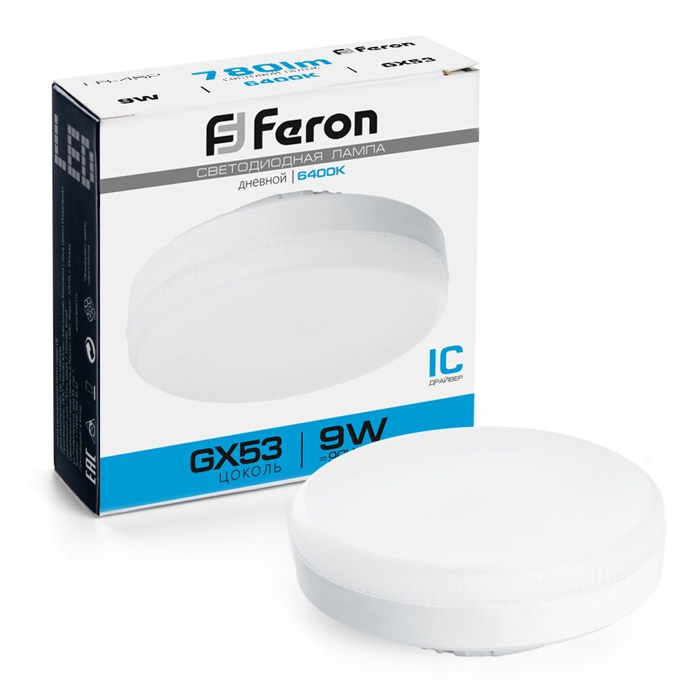 GX70, GX53 Лампа светодиодная Feron LB-452 GX53 9W 6400K 25867 