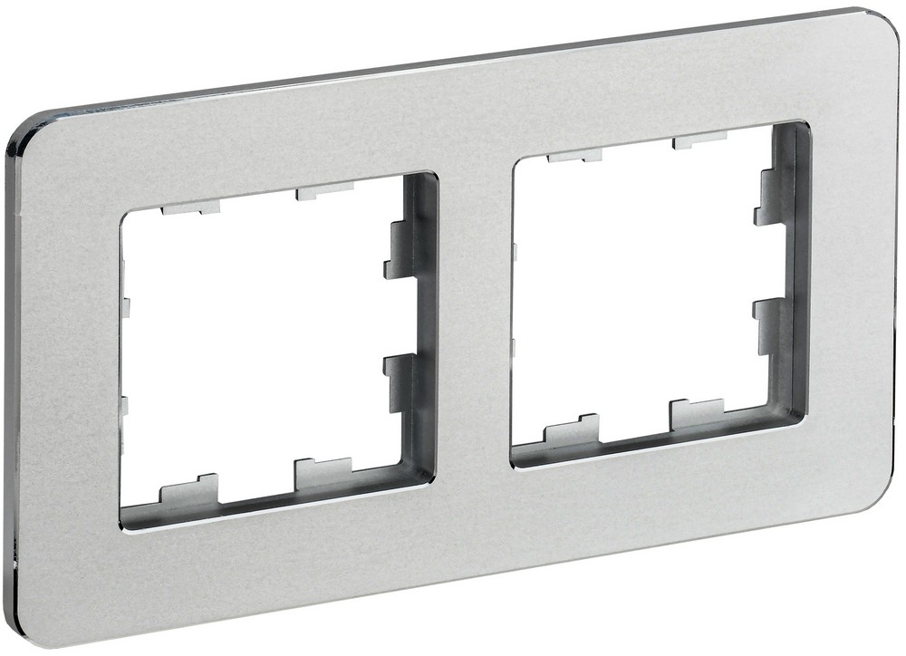 IEK Brite Рамки Рамка IEK BRITE DECOR Алюминий металл. скругл.угол 2-м РУ-2-1-Бр RE BR-M22-M-01-K47