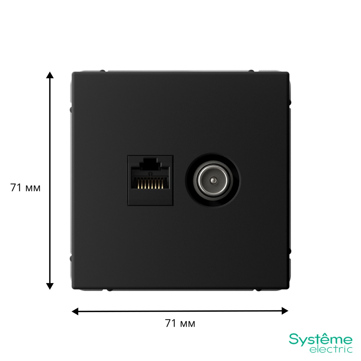 ArtGallery Карбон Розетка Systeme Electric ArtGallery Карбон двойная ТВ + компьютерная RJ45 кат. 5Е GAL001089