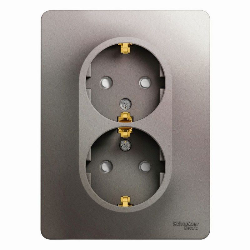 Glossa Платина Розетка Systeme Electric Glossa Платина 2-ая с-з со шторками (в сборе) GSL001226
