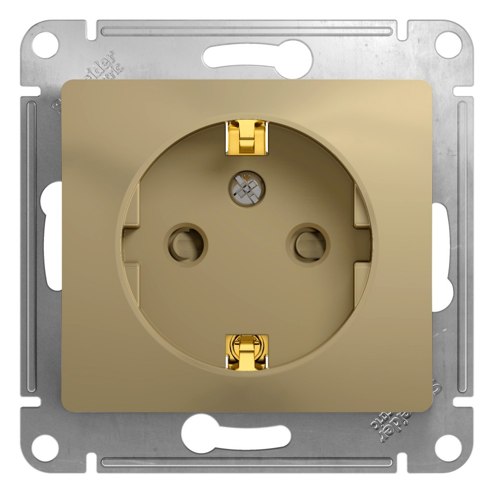 Glossa Титан Розетка Systeme Electric Glossa Титан с заземлением со шторками GSL000445