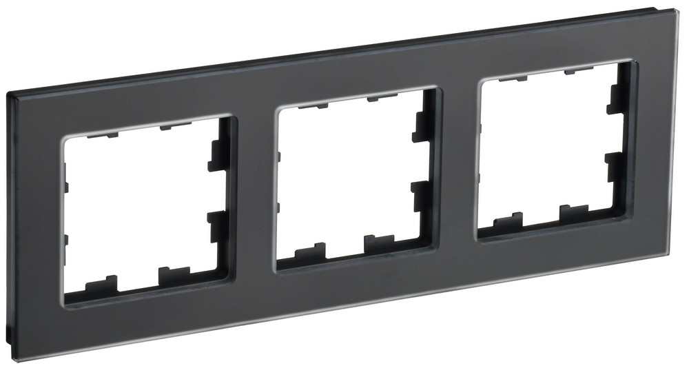 IEK Brite Рамки Рамка IEK BRITE DECOR Черный матовый стекло 3-м РУ-3-2-Бр BR-M32-G-31-K02