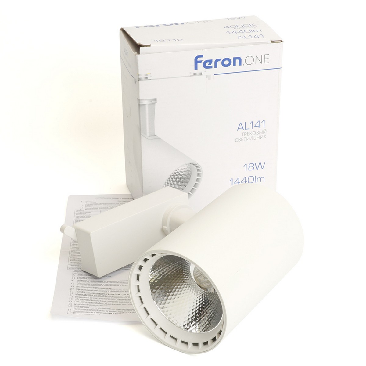Трековые светодиодные светильники Светодиодный светильник Feron.ONE AL141 трековый 18W 4000K 35 градусов белый 48712 