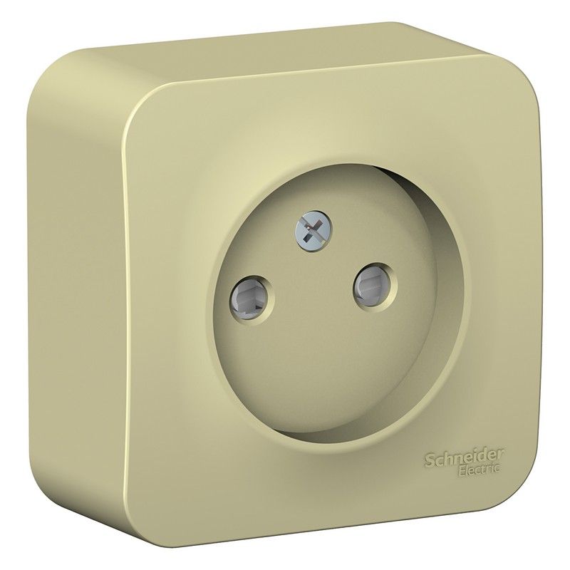 Blanca бежевые розетки и выключатели Розетка SE Blanca б/з Бежевый наружный со шторками изолир. пластина BLNRA001117