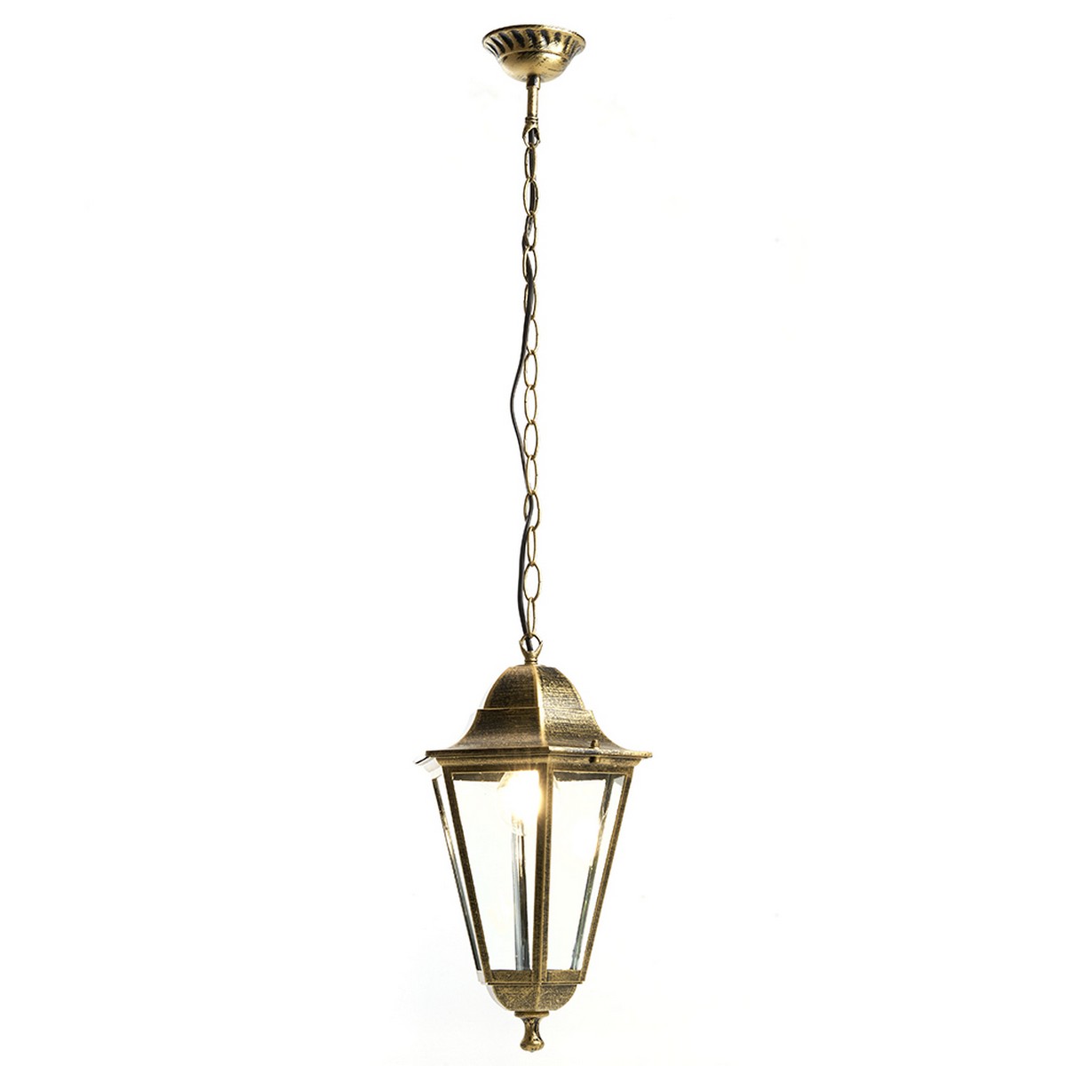 Уличные светильники на цепочке Уличный светильник Feron 6205 шестигранный на цепочке 100W E27 230V, черное золото 11143 